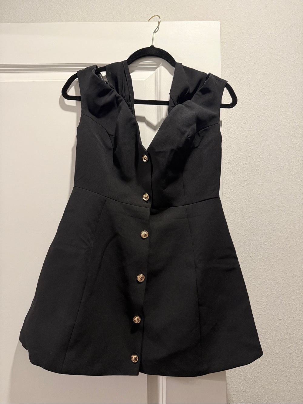 Showpo Off-Shoulder Black Button-Front Mini Dress - Picture 4 of 4